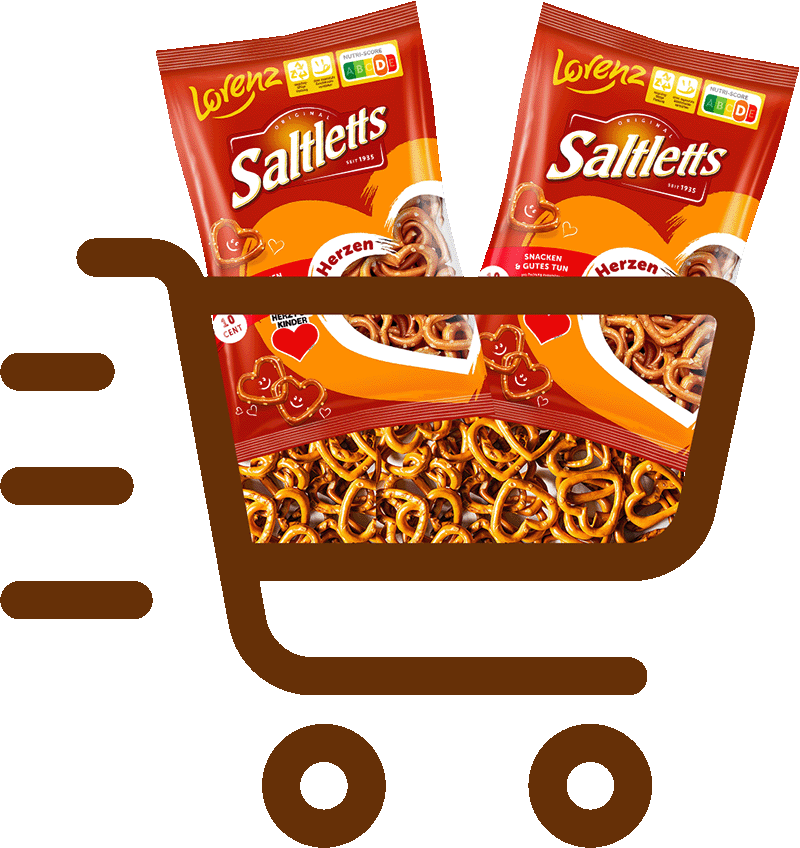 Einkaufswagen mit Saltletts Packungen gefüllt